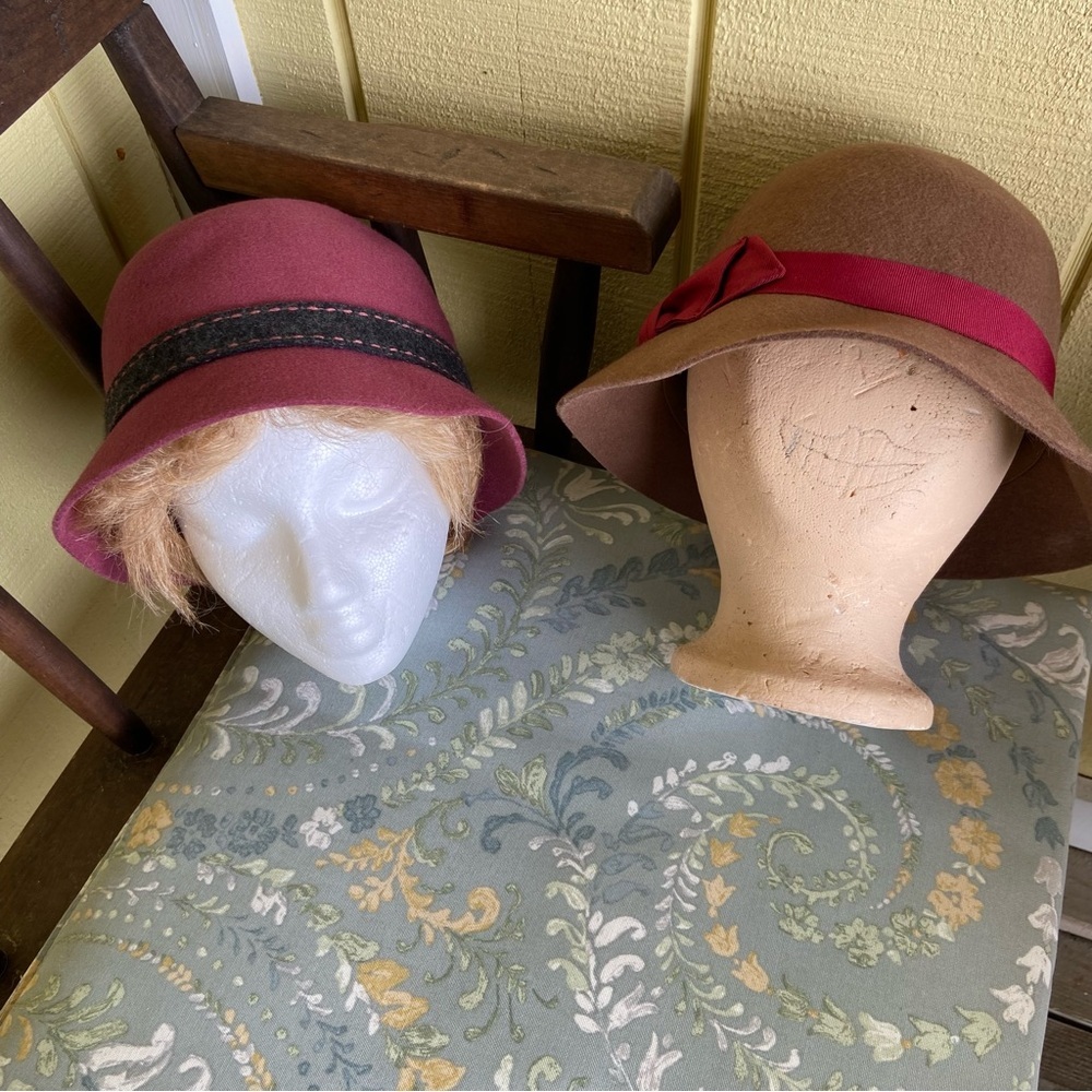 Two fabulous bucket hats in 100% wool. Warm and one size fits all. So stylin’.